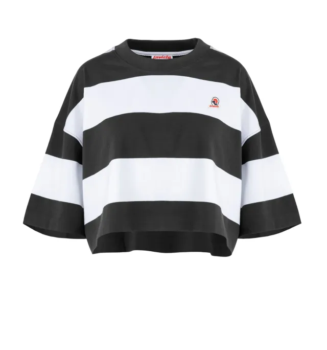 Invicta Cropped T-shirt dame stribet bomuld