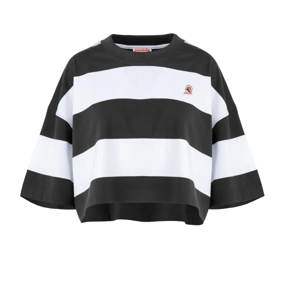 Invicta Cropped T-shirt dame stribet bomuld