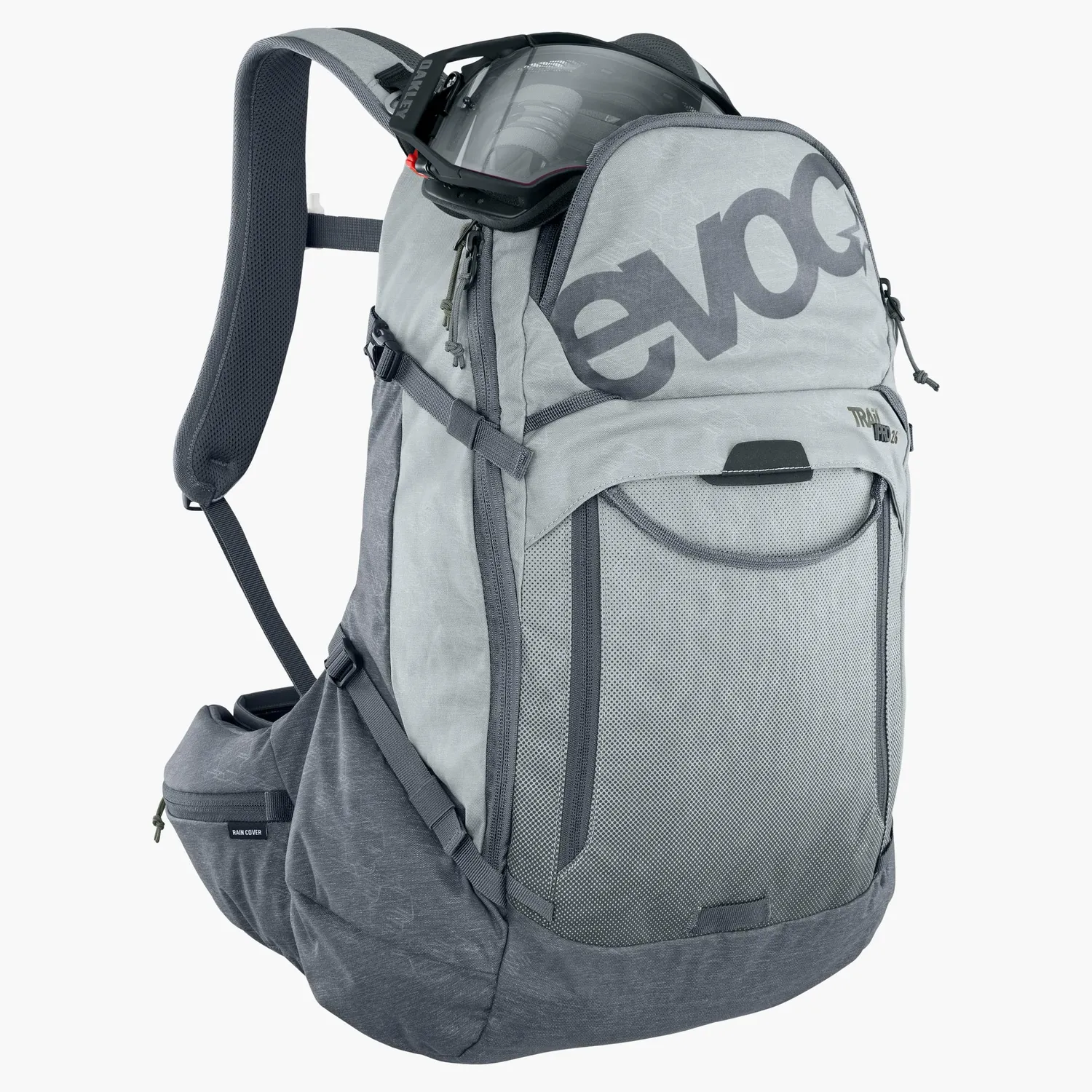 Evoc Trail Pro 26 rygsæk stone-carbon grey protektor
