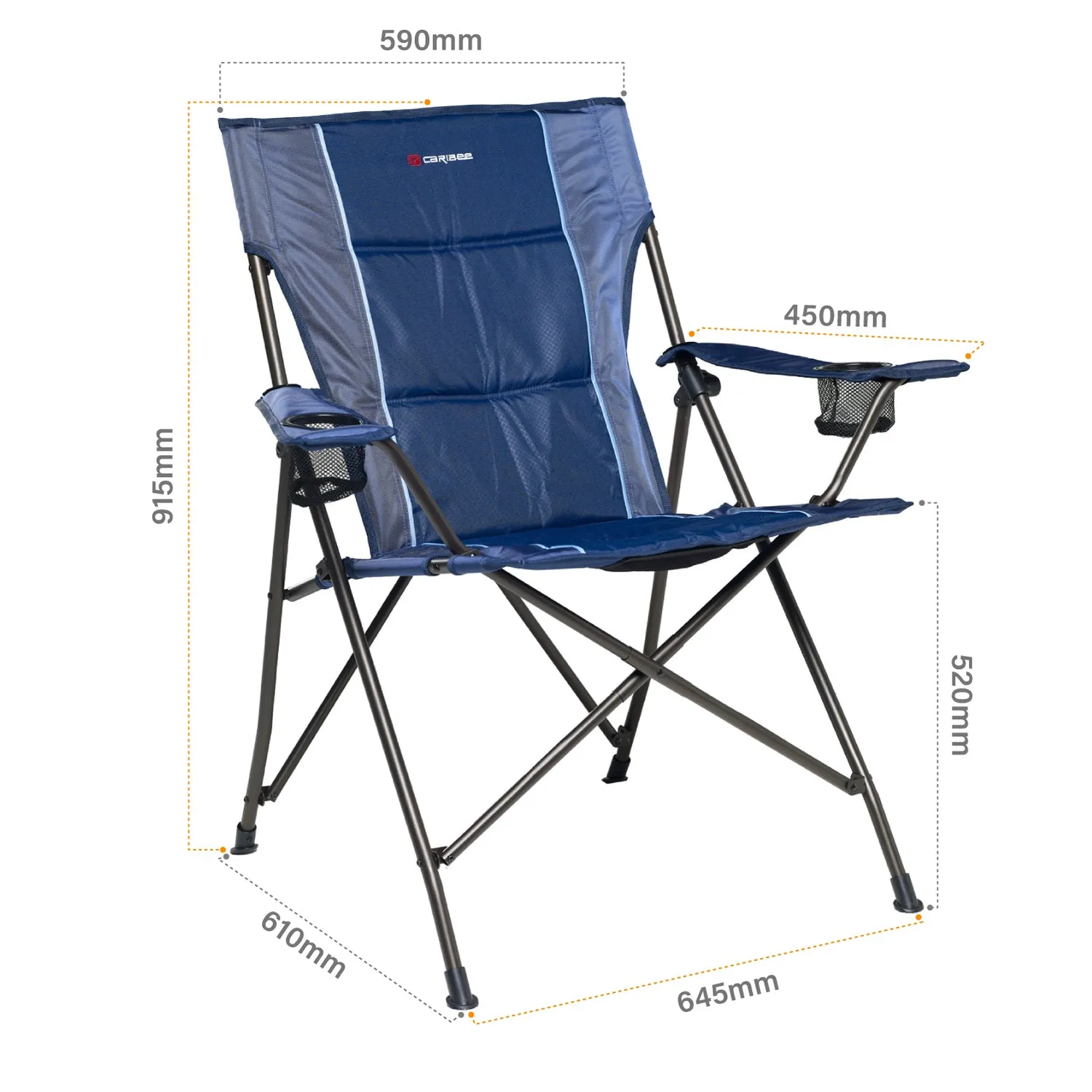 Caribee Lagoon campingstol jumbo høj ryg 150kg