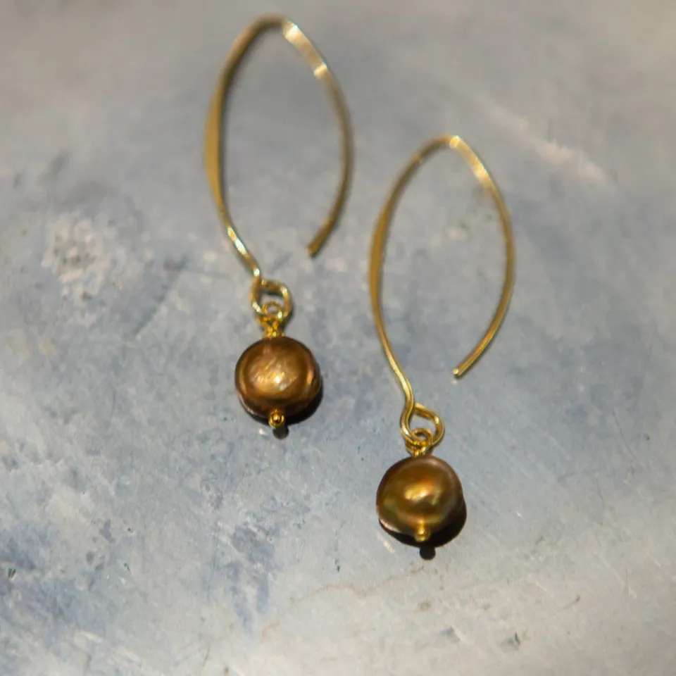 Naturam Drops of dew perle øreringe guld forgyldt