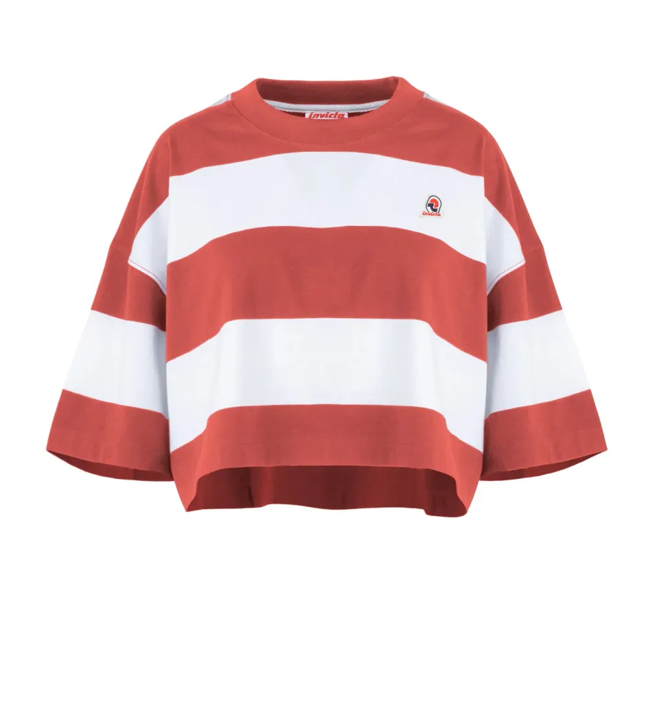 Invicta Cropped T-shirt 40 stribet bomuld