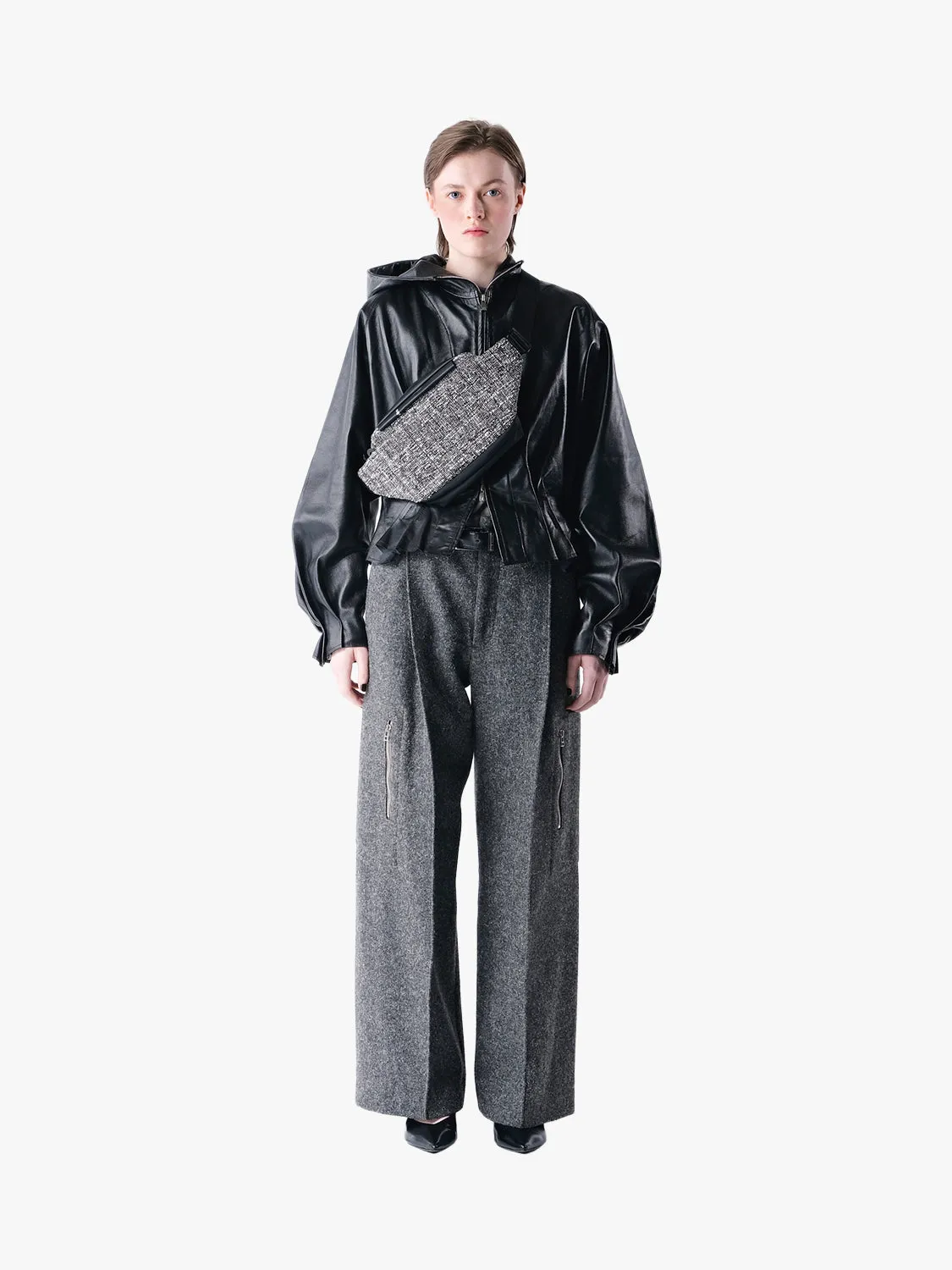 côte&ciel Isarau S Tweed crossbody Black Cream 4L
