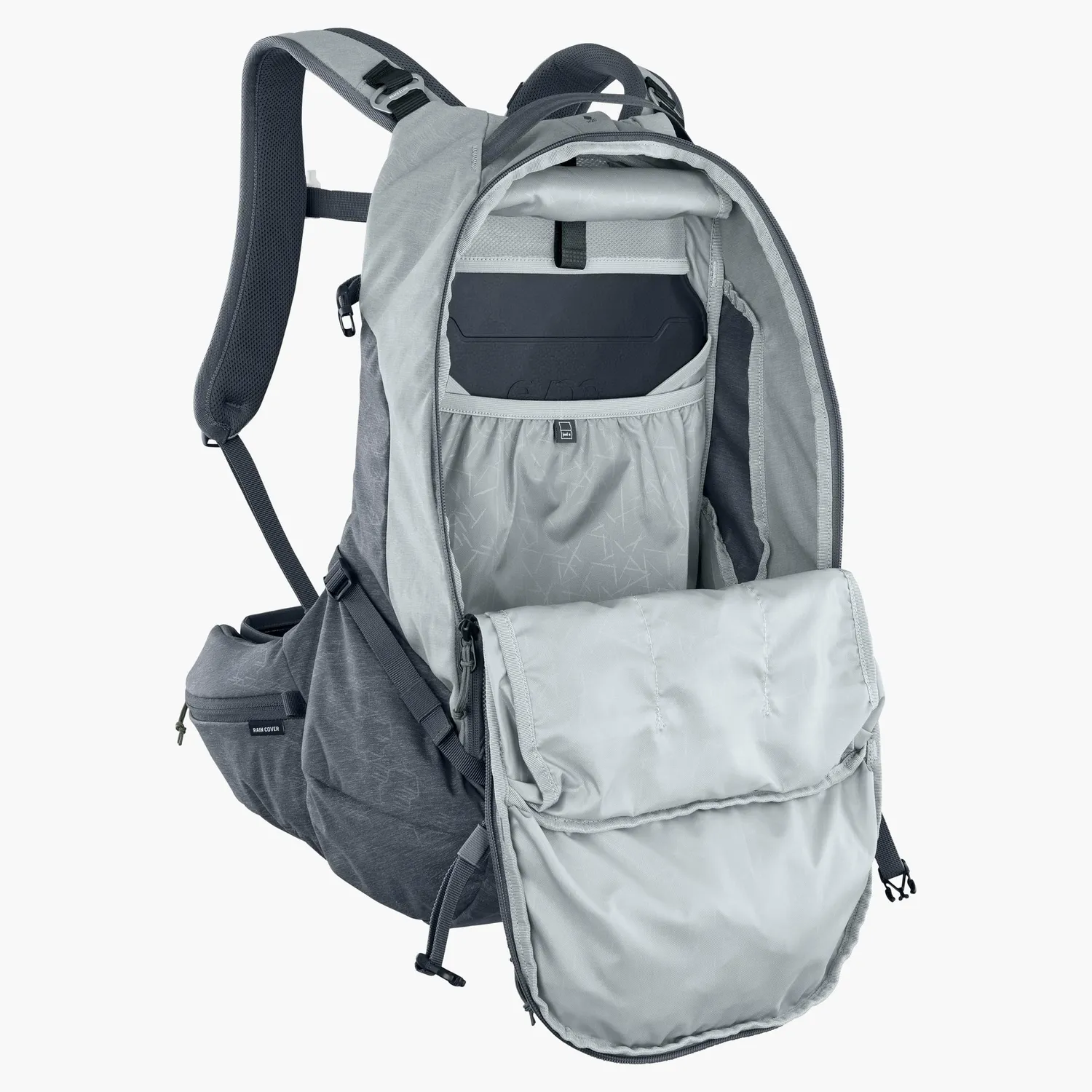 Evoc Trail Pro 26 rygsæk stone-carbon grey protektor