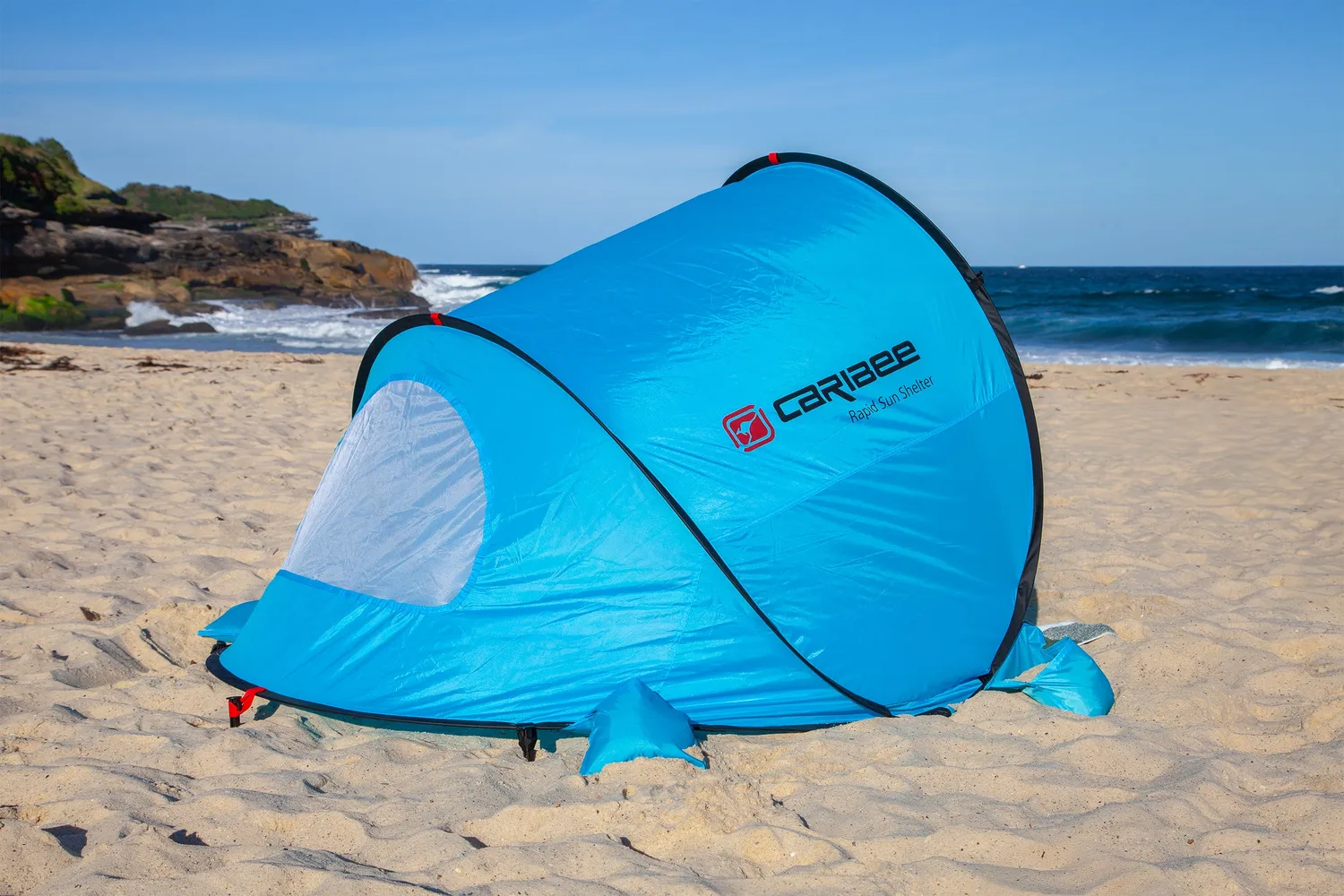 Caribee Rapid pop-up strandtelt blå UPF50+ 2 pers